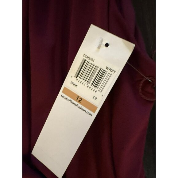 NWT London Times Wine Color Sleeveless Wrap Jumpsuit Size 12 - Picture 5 of 9